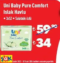 UNİ BABY PURE COMFORT ISLAK HAVLU • 3X52 UNİ BABY PURE COMFORT ISLAK HAVLU • 3X52